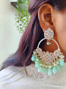 mint green long earrings