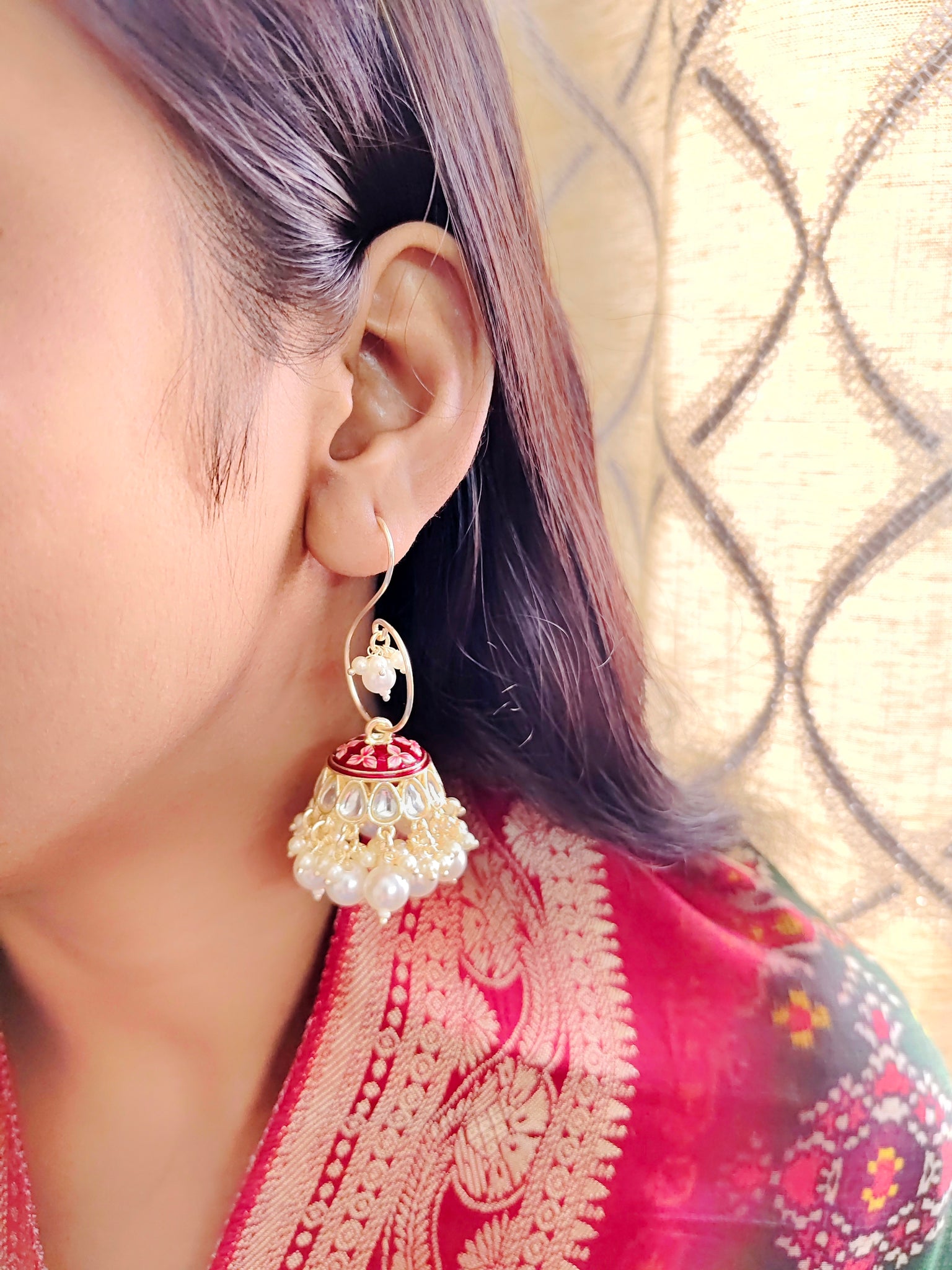 Janhvi Detachable Jhumkas (Maroon)