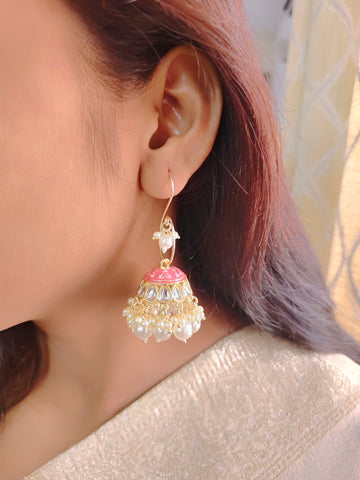 Janhvi Detachable Jhumkas (Pastel Pink)