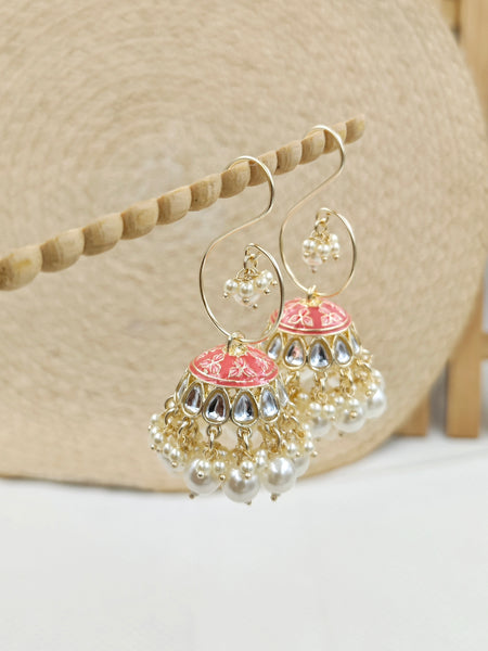 Janhvi Detachable Jhumkas (Pastel Pink)