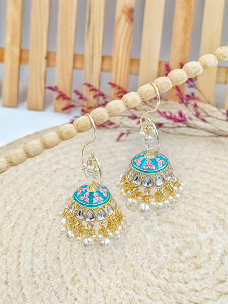 Janhvi Detachable Jhumkas (Sky Blue)