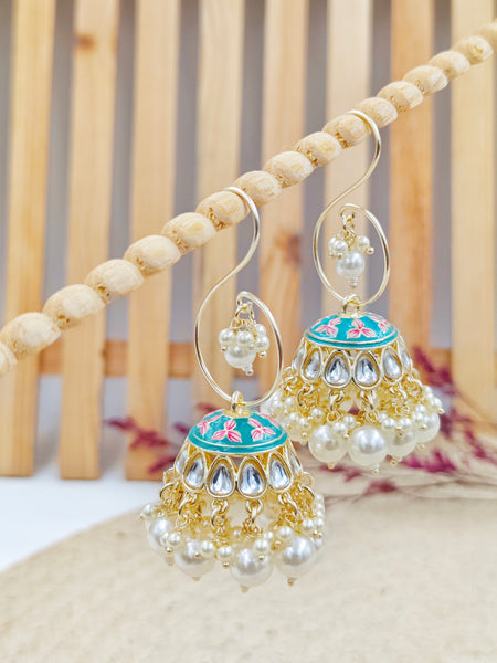 Janhvi Detachable Jhumkas (Sky Blue)