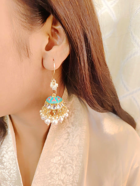 Janhvi Detachable Jhumkas (Sky Blue)