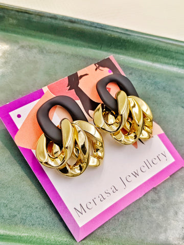 gold black earrings