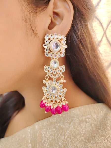 rani pink long earrings