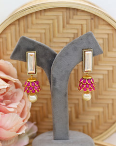 Deep Pink Inverted Flower Earrings