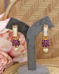 Purple Inverted Flower Earrings