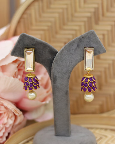 Purple Inverted Flower Earrings