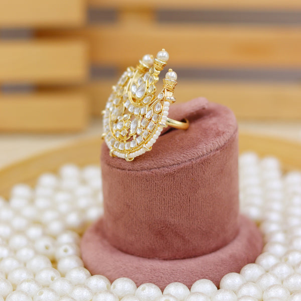 Gold-Toned Kundan Ring