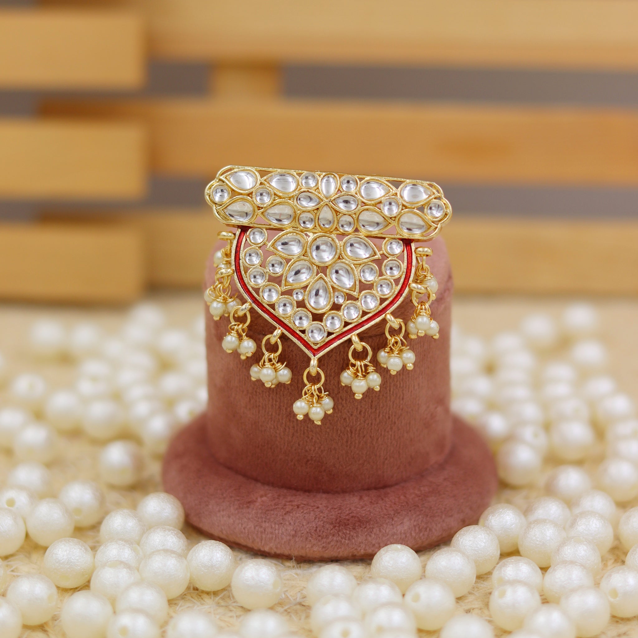 Statement Gold-Toned Kundan Ring