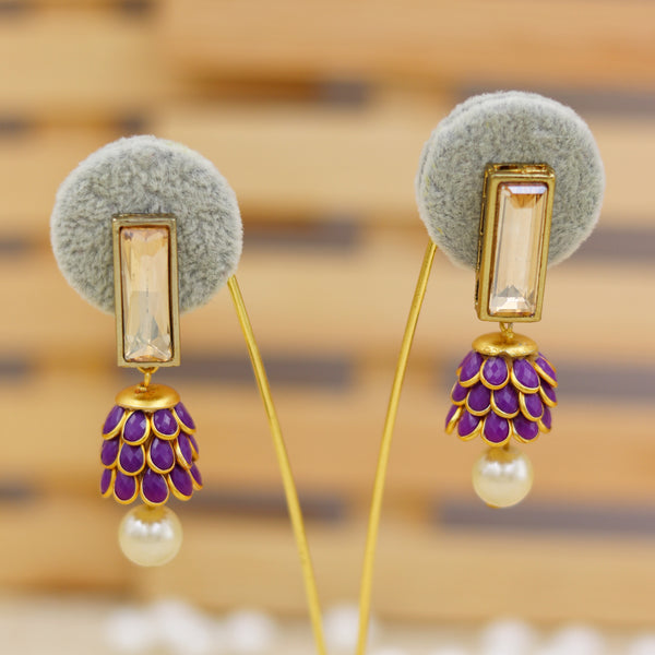 Purple Inverted Flower Earrings