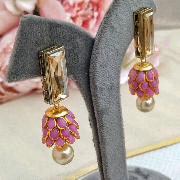 Pink Inverted Flower Earrings