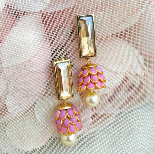 Pink Inverted Flower Earrings