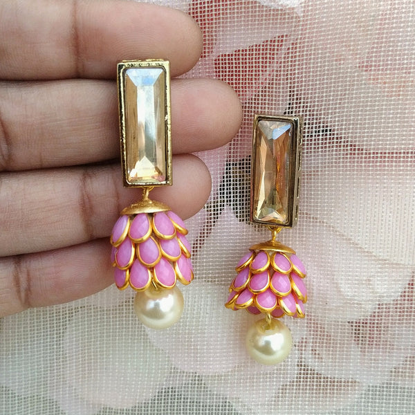 Pink Inverted Flower Earrings