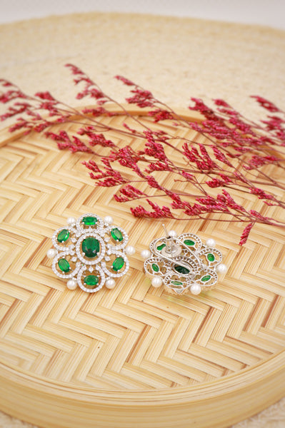 Emerald Radiance Floral Studs