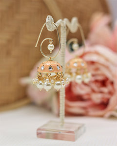 Peach Fancy Wire Jhumkas