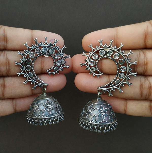 Mirrored Semi Circular Jhumkas