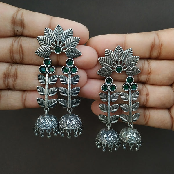 Emerald Green Leaf Jhumkas